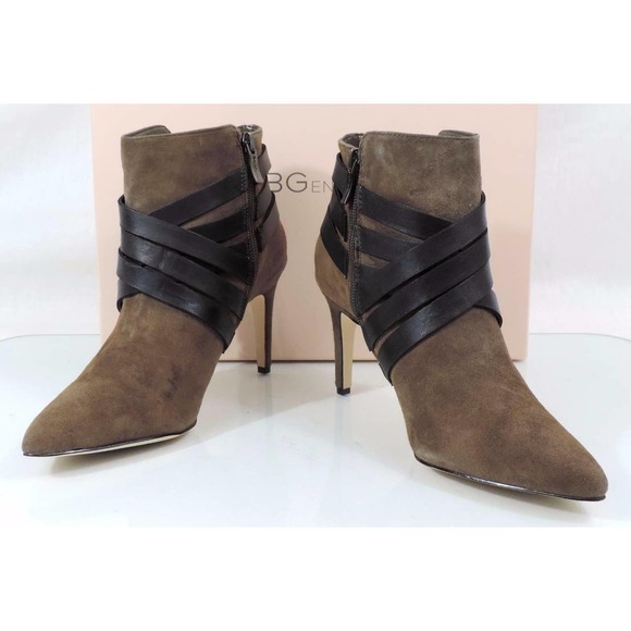 BCBG BCBGeneration ZING Contrast Straps Pointed Toe Boot Dark Olive Black Size 8 - Picture 4 of 6